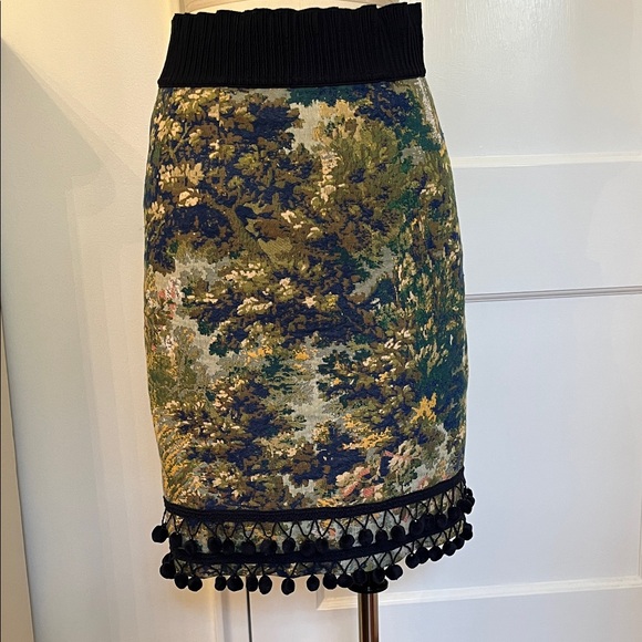 Maeve Dresses & Skirts - Maeve for Anthropologie Scenic Tapestry Skirt with Pom Poms. Size 4. EUC.